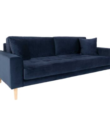 Lido Personers Sofa Mørkeblåt Velour Med Puder Hn1005 på Afbetaling