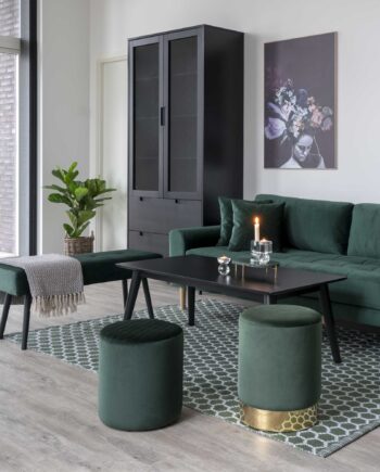 Lido Personers Sofa Mørkegrønt Velour Med Puder Hn1006 på Afbetaling