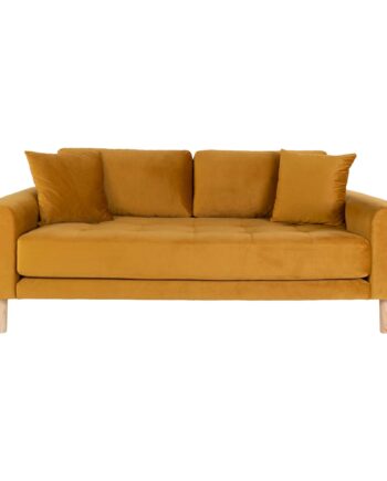 Lido Personers Sofa Personers Sofa Sennepsgul Velour Med Puder Natur Træben Hn1004 på Afbetaling