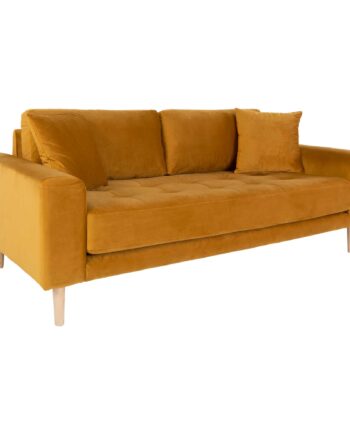 Lido Personers Sofa Sennepsgult Velour Med Puder Hn1004 på Afbetaling