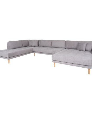 Lido Sofa åben Ende Sofa åben Ende Højrevendt Lysegrå Med Fire Puder Natur Træben Hn1040 på Afbetaling