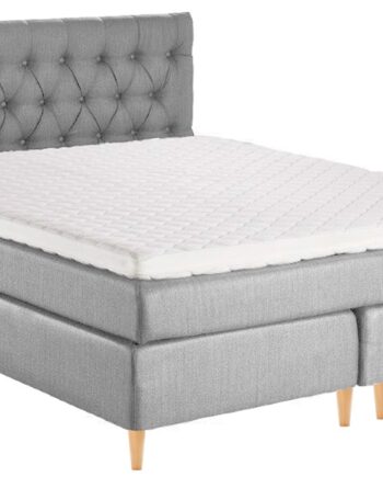 Livingbed Sov Bedre Kontinental Seng 160x200 Lysegrå Inkl Latex Topmadras Stål Ben Udstillingsmodel på Afbetaling