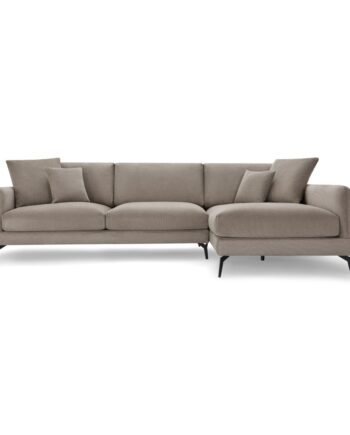 Maggie Sofa Højre Chaiselong Pyntepuder Brun Stof Sort Metal på Afbetaling