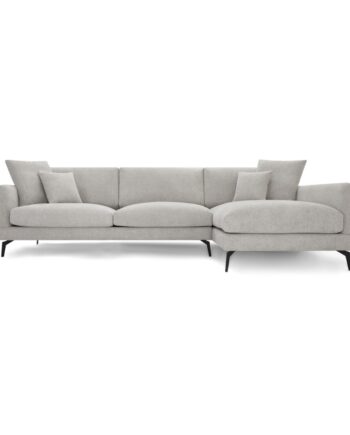 Maggie Sofa Højre Chaiselong Pyntepuder Grå Sort Metal på Afbetaling