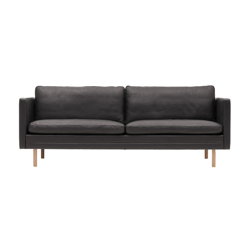 Mh276 3pers Sofa 210cm Ege Ben Læder Camaro Sort på Afbetaling