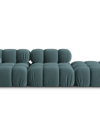 Micadoni Bellis Modul Sofa Højre Sæder Blå Fløjl Sort Plastik på Afbetaling
