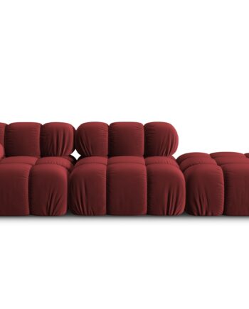 Micadoni Bellis Modul Sofa Højre Sæder Rød Fløjl Sort Plastik på Afbetaling