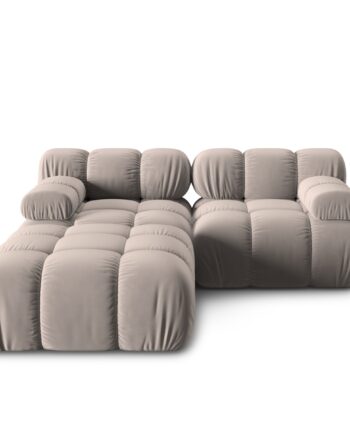 Micadoni Bellis Modul Sofa Sæder Beige Fløjl Sort Plastik på Afbetaling