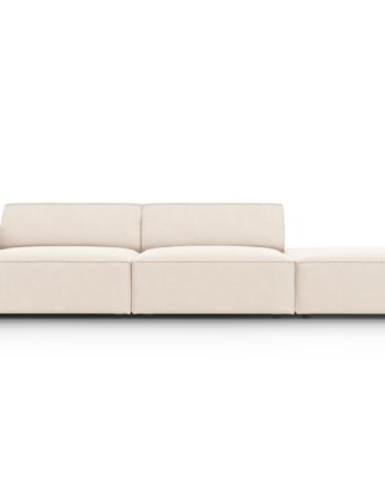 Micadoni Jodie Sofa Højre Sæder Beige Fløjl Sort Plast på Afbetaling