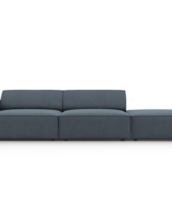 Micadoni Jodie Sofa Højre Sæder Blå Stof Sort Plast på Afbetaling