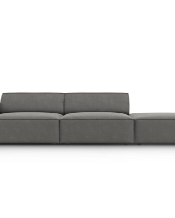 Micadoni Jodie Sofa Højre Sæder Grå Fløjl Sort Plast på Afbetaling