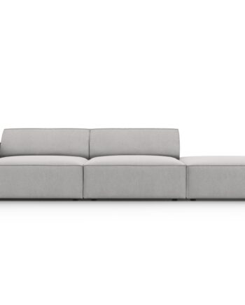 Micadoni Jodie Sofa Højre Sæder Grå Stof Sort Plast på Afbetaling