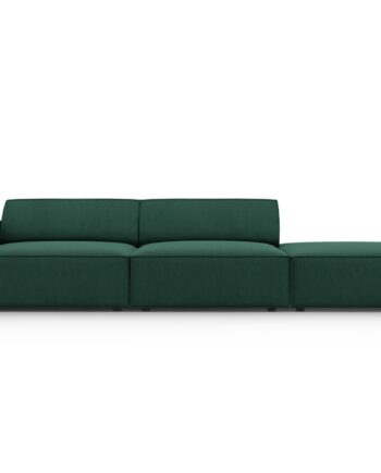 Micadoni Jodie Sofa Højre Sæder Grøn Stof Sort Plast på Afbetaling