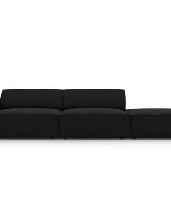 Micadoni Jodie Sofa Højre Sæder Sort Stof Sort Plast på Afbetaling
