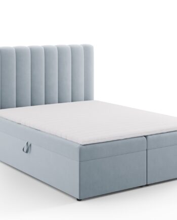 Micadoni Kelp Boxspring Seng Sengegavl Boxspring Madras Topmadras Blå Fløjl 200x160 på Afbetaling
