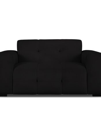 Micadoni Kendal Sofa Sæder Sort Fløjl Sort Bøgetræ på Afbetaling