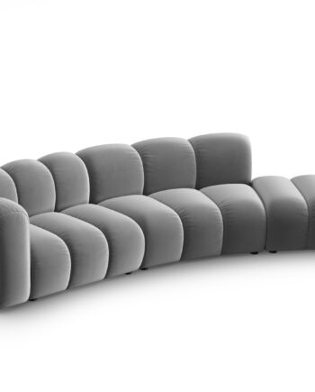Micadoni Lupin Modul Sofa Højre Sæder Grå Fløjl Sort Plast på Afbetaling