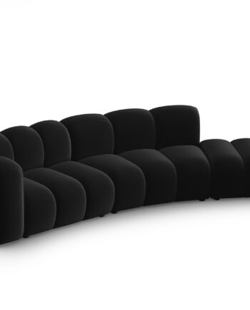 Micadoni Lupin Modul Sofa Højre Sæder Sort Fløjl Sort Plast på Afbetaling