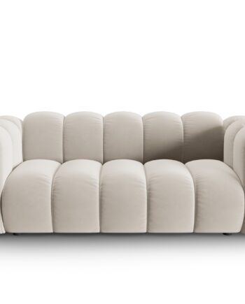 Micadoni Lupin Sofa Sæder Beige Fløjl Sort Plast på Afbetaling