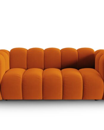 Micadoni Lupin Sofa Sæder Orange Fløjl Sort Plast på Afbetaling