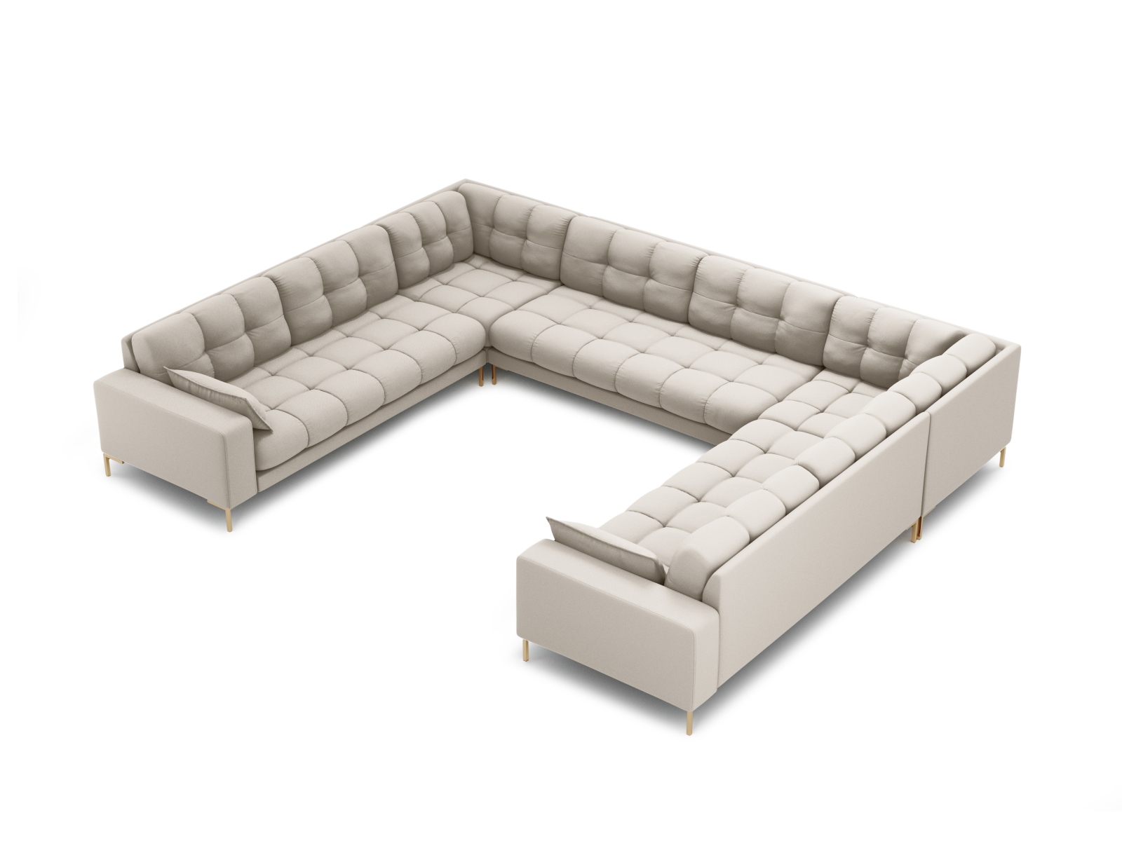 Micadoni Mamaia Panoramic Sofa Sæder Beige Stof Guld Metal på Afbetaling
