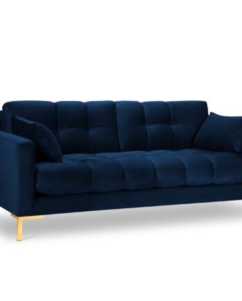Micadoni Mamaia Sofa Sæder Blå Fløjl Guld Metal på Afbetaling