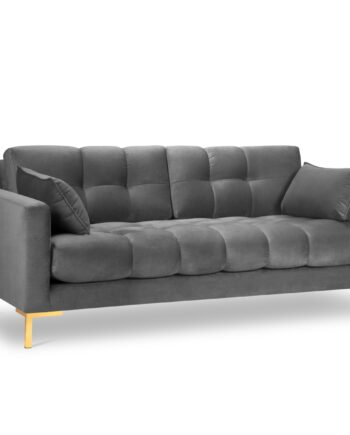 Micadoni Mamaia Sofa Sæder Grå Fløjl Guld Metal på Afbetaling