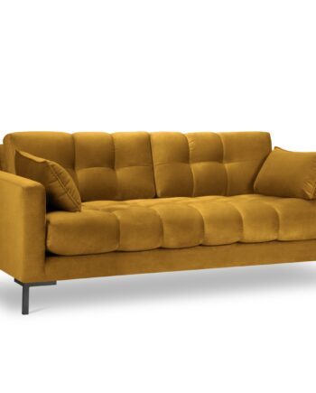 Micadoni Mamaia Sofa Sæder Gul Fløjl Sort Metal på Afbetaling