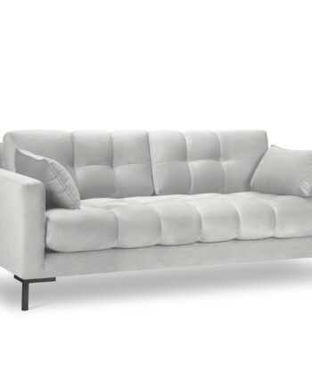Micadoni Mamaia Sofa Sæder Sølv Fløjl Sort Metal på Afbetaling