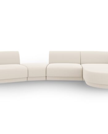 Micadoni Miley Pers Modulær Sofa Højre Chaiselong Indbygget Puf Beige Boucl på Afbetaling