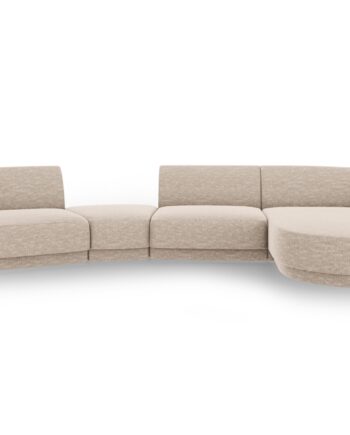 Micadoni Miley Pers Modulær Sofa Højre Chaiselong Indbygget Puf Beige Chenille på Afbetaling