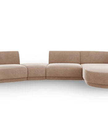 Micadoni Miley Pers Modulær Sofa Højre Chaiselong Indbygget Puf Cappuccino Fløjl på Afbetaling