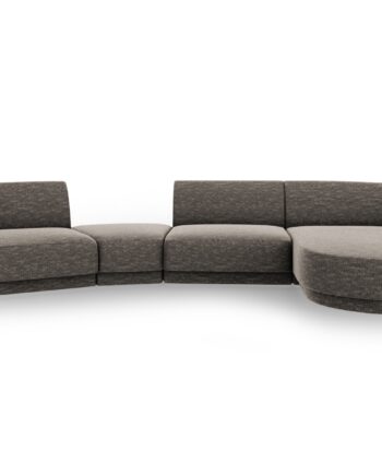 Micadoni Miley Pers Modulær Sofa Højre Chaiselong Indbygget Puf Grå Chenille på Afbetaling