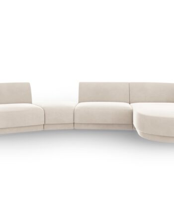 Micadoni Miley Pers Modulær Sofa Højre Chaiselong Indbygget Puf Lys Beige Fløjl på Afbetaling