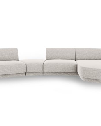 Micadoni Miley Pers Modulær Sofa Højre Chaiselong Indbygget Puf Lysegrå Chenille på Afbetaling