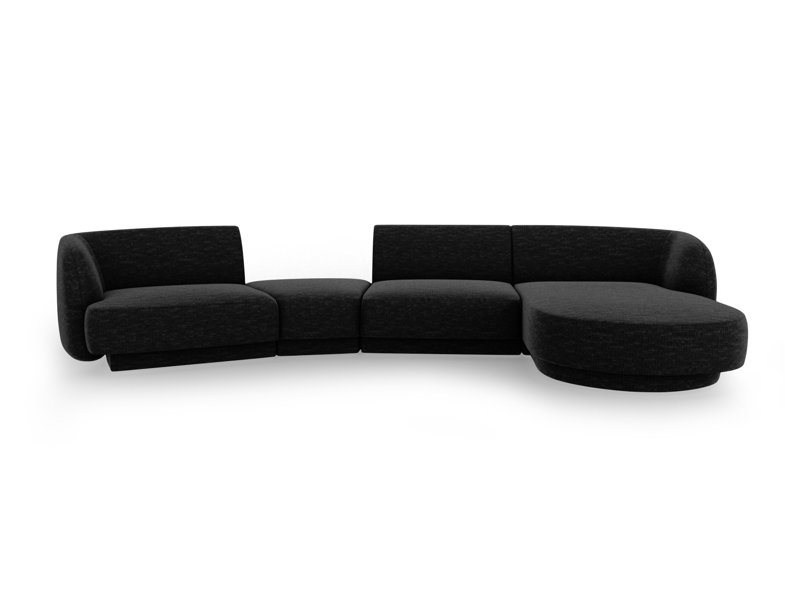 Micadoni Miley Pers Modulær Sofa Højre Chaiselong Indbygget Puf Sort Chenille på Afbetaling