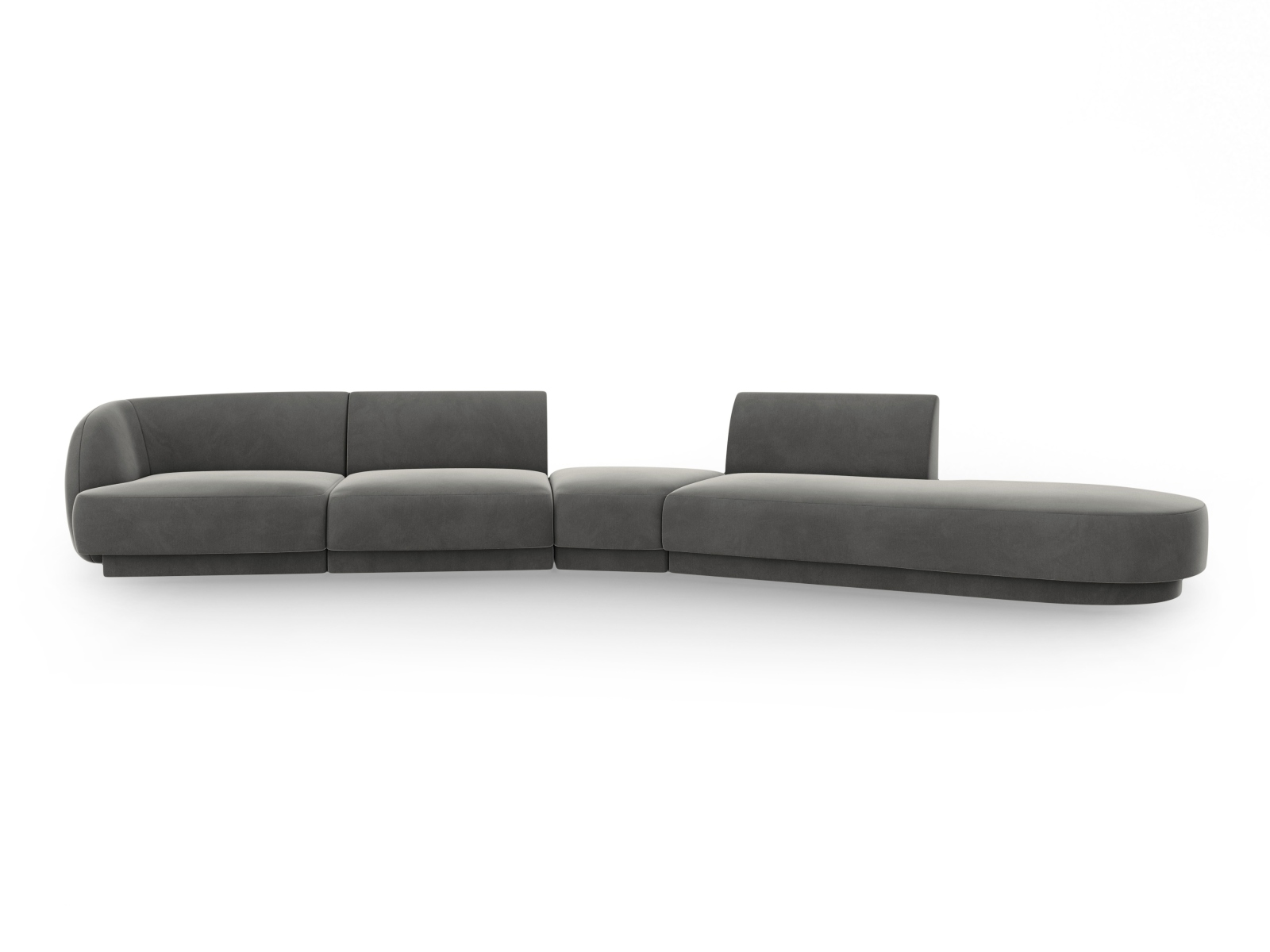 Micadoni Miley Pers Modulær Sofa Højre Lysegrå Fløjl på Afbetaling