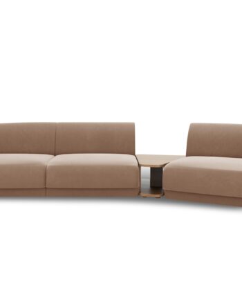 Micadoni Miley Pers Modulær Sofa Højre Sofabord Cappuccino Fløjl på Afbetaling
