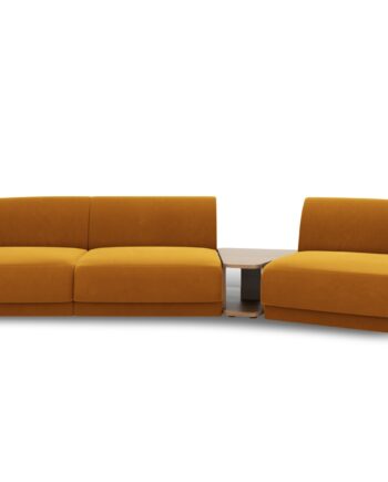 Micadoni Miley Pers Modulær Sofa Højre Sofabord Gul Fløjl på Afbetaling