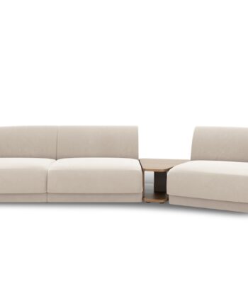 Micadoni Miley Pers Modulær Sofa Højre Sofabord Lys Beige Fløjl på Afbetaling