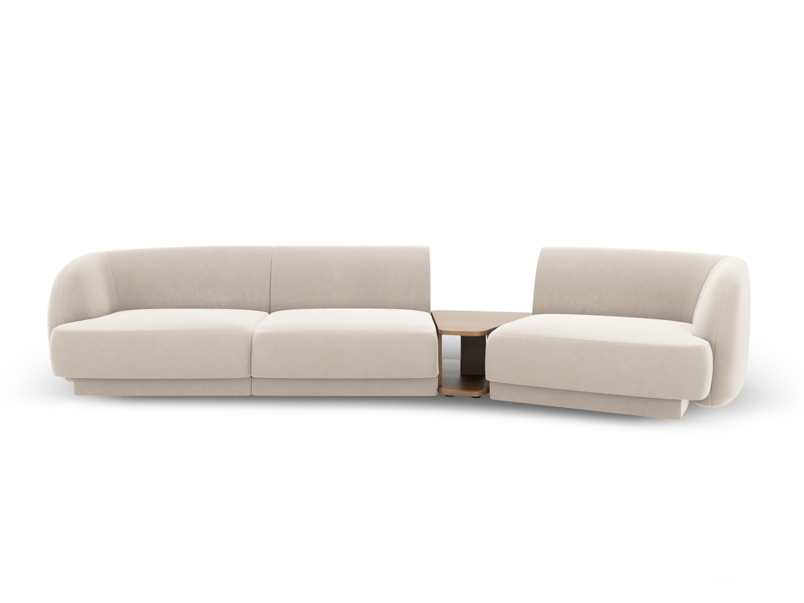 Micadoni Miley Pers Modulær Sofa Højre Sofabord Lys Beige Fløjl på Afbetaling
