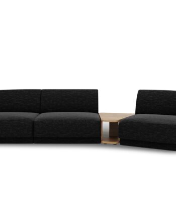 Micadoni Miley Pers Modulær Sofa Højre Sofabord Sort Chenille på Afbetaling