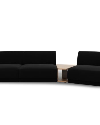 Micadoni Miley Pers Modulær Sofa Højre Sofabord Sort Fløjl på Afbetaling