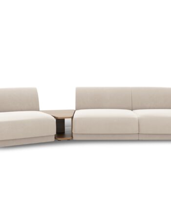 Micadoni Miley Pers Modulær Sofa Venstre Sofabord Lys Beige Fløjl på Afbetaling