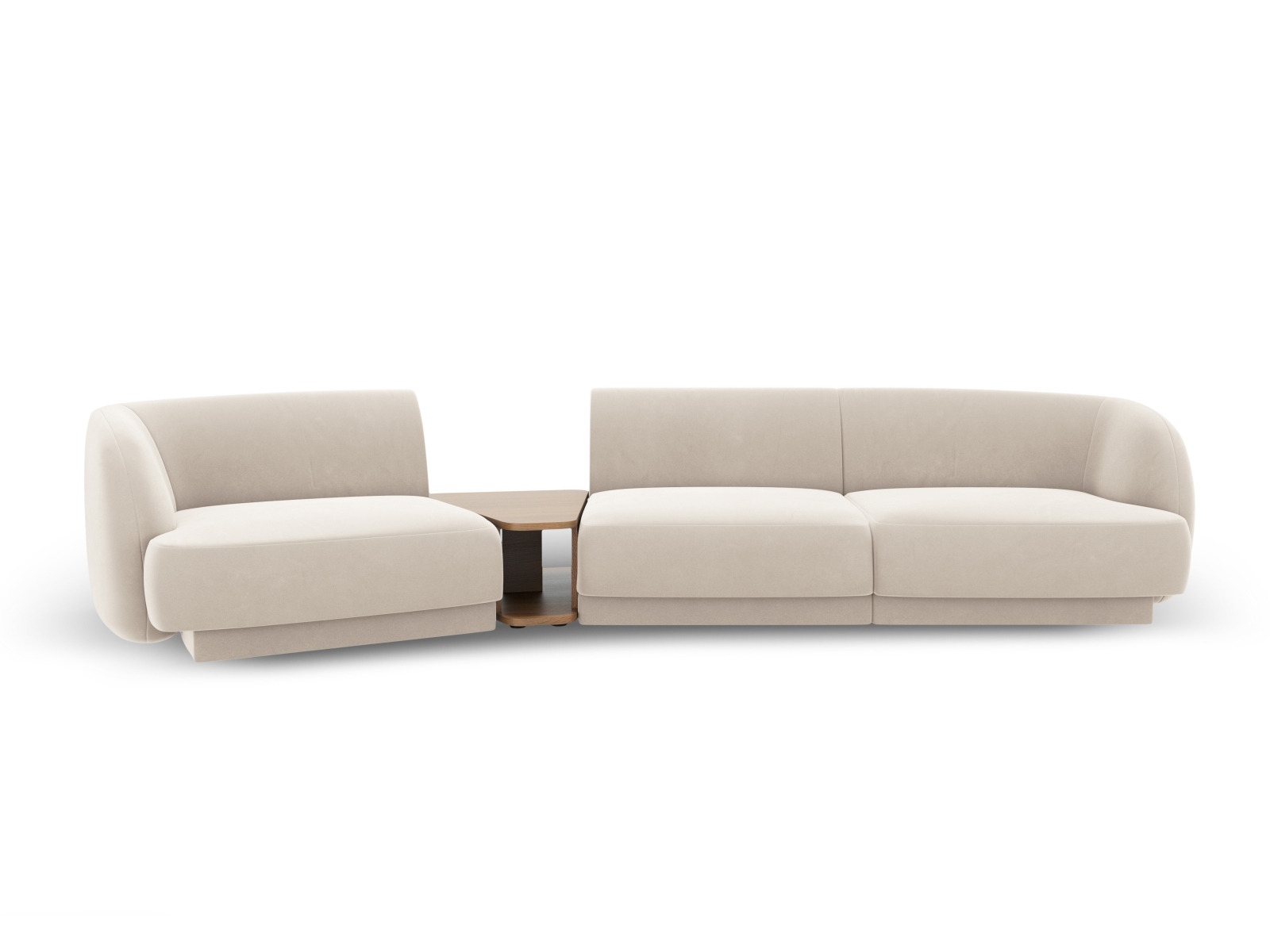 Micadoni Miley Pers Modulær Sofa Venstre Sofabord Lys Beige Fløjl på Afbetaling