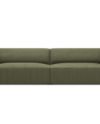 Micadoni Ruby Sofa Sæder Grøn Corduroy Stof Sort Plast på Afbetaling