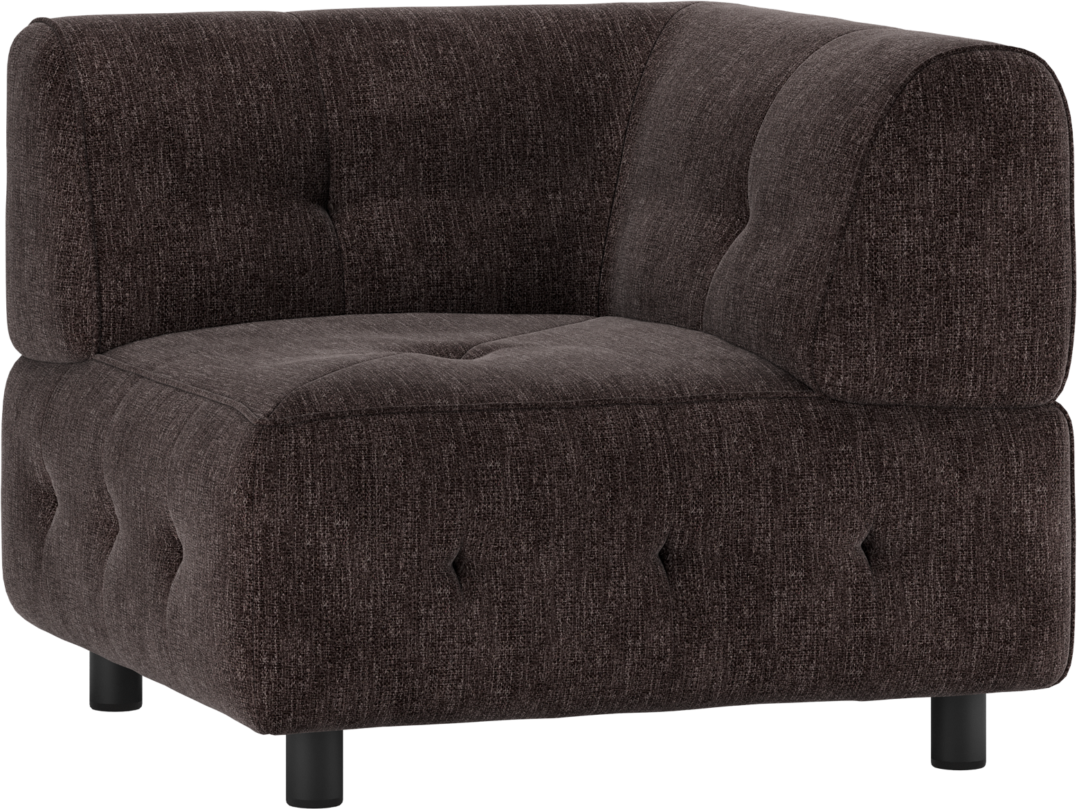 Modulær Hjørneelement Sofa Woood Louis Kaffefarvet Fladvævet Polyester på Afbetaling