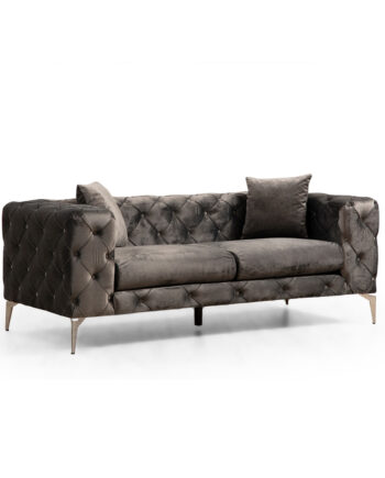 Nordvrk Como Pers Sofa Antracitgrå Polyester Stof Forkromet Metal på Afbetaling
