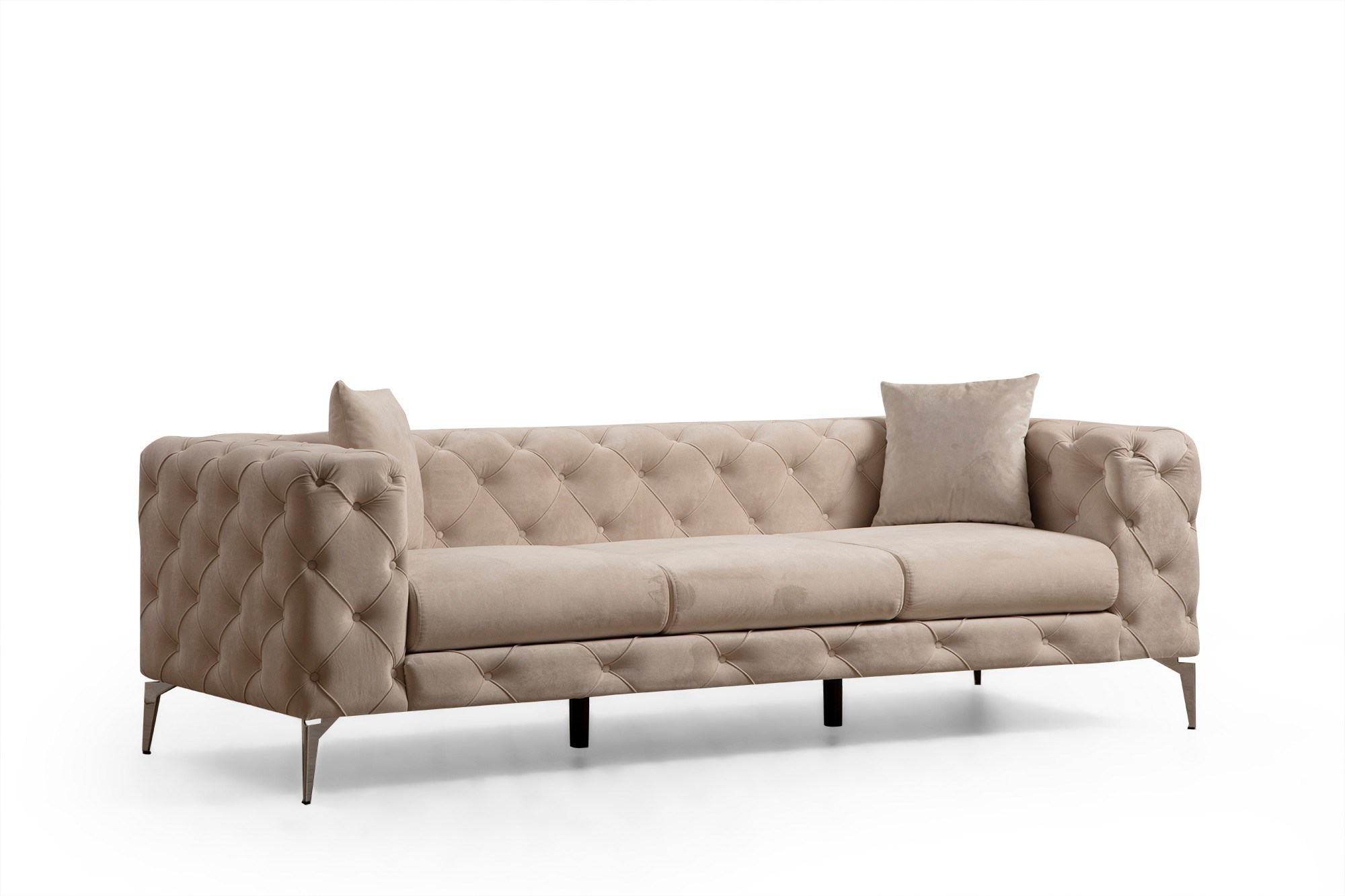 Nordvrk Como Pers Sofa Ecru Polyester Stof Forkromet Metal på Afbetaling