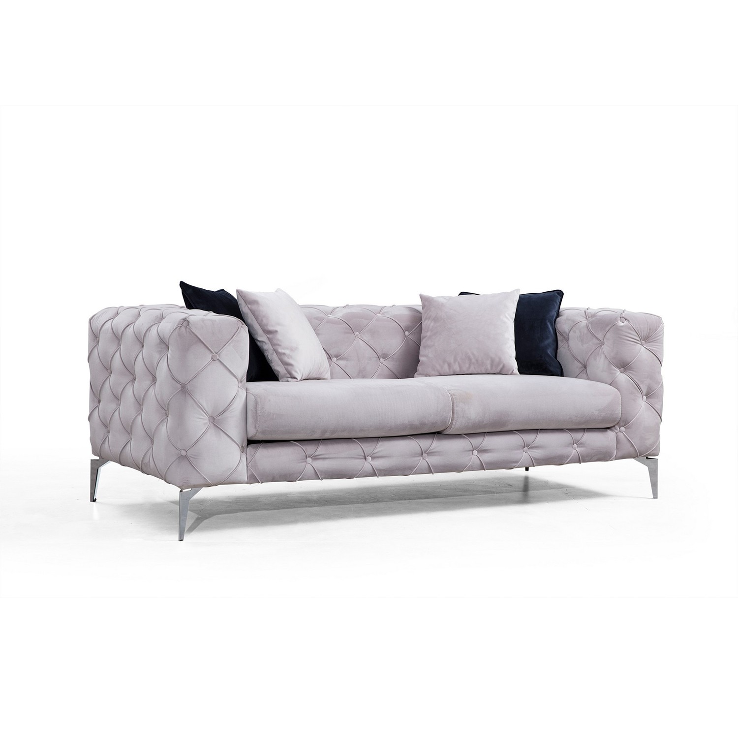 Nordvrk Como Pers Sofa Lysegrå Polyester Krom Metal på Afbetaling